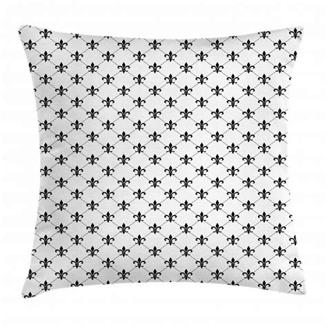 Fleur De Lis Throw Pillow Cushion Cover Checkered Dotted Pattern With