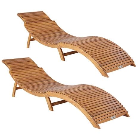 CASARIA 2x ERGO Sun Lounger FSC Certified Acacia Wood Ergonomic