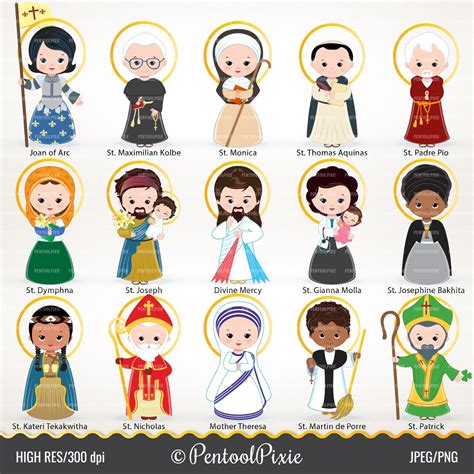 Saints Clipart Cute Saints Jesus Clipart Catholic Images | Etsy