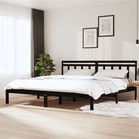 Estructura De Cama De Madera Maciza De Pino Negro En ELECTROBUENO