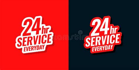 Hour Service Everyday Concept Sticker Design Stock Vector