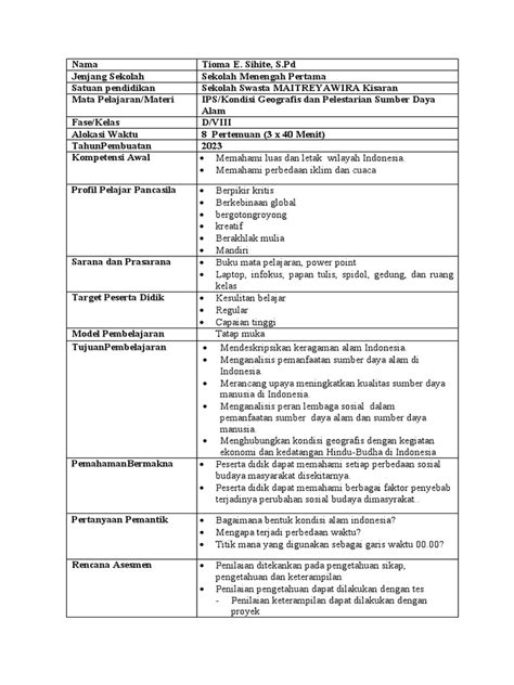 Modul Ajar Ips Kelas 8 Smp Meitra Pdf