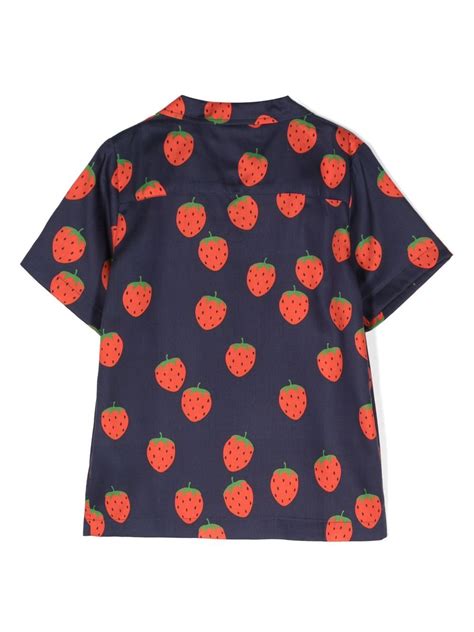 Mini Rodini Strawberry Print Short Sleeve Shirt Farfetch