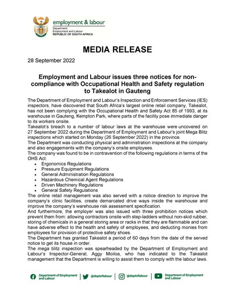 Department Of Employment And Labour On Twitter Media Release