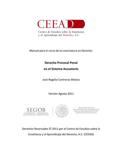 Pdf Derecho Procesal Penal En El Sistema Acusatorio Ceead