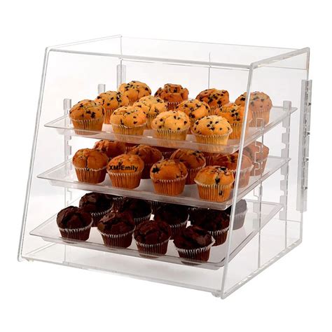 Acrylic Bakery Pastry Display Case Tier Cakes Donut Cupcakes Cabinet