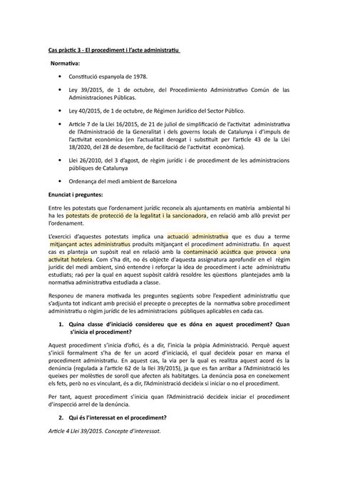 Cas pràctic 3 Seminari 3 institucions bàsiques del dret administratiu