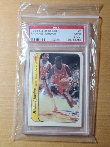 1986 Fleer Sticker Michael Jordan Chicago Bulls PSA 9 Mint OC