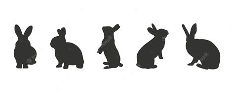 Premium Vector 5 Set Silhouette Rabbit Isolated On White Background