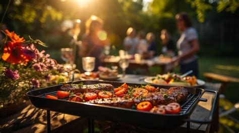 Premium Photo | Barbecue grill during party at backyard