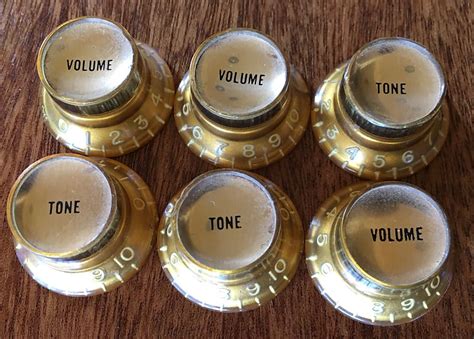 Gibson Mid 60’s Gold Reflector Knobs 3 Volume 3tone Reverb