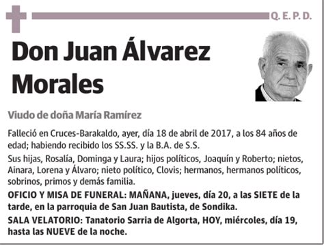 Juan Lvarez Morales Esquela Necrol Gica El Correo