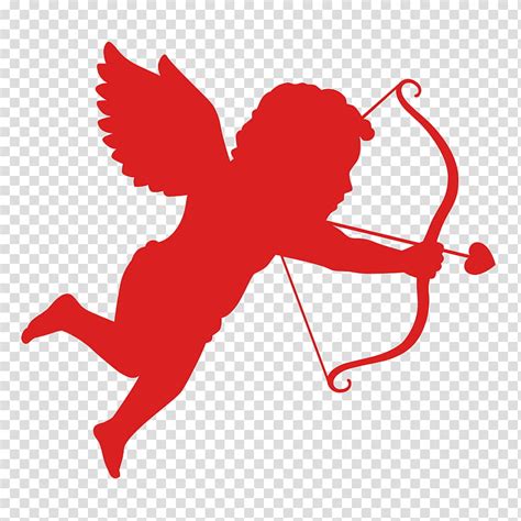 Valentines Day Cherub Cupid Silhouette Love Heart Cartoon Angel