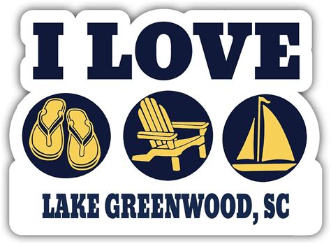 I Love Lake Greenwood South Carolina Souvenir 4 Inch Vinyl Decal Sticker Home