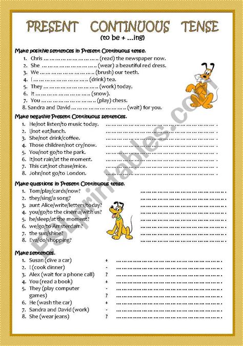 Make Affirmative Negative And Interrogative Sentences In Present Continuous Tense Tenses