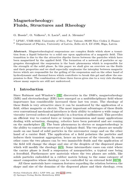 Pdf Magnetorheology Fluids Structures And Rheology Dokumen Tips