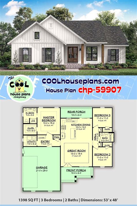 Small Country House Plan With 1398 Sq Ft This Three Bed And Two Bath