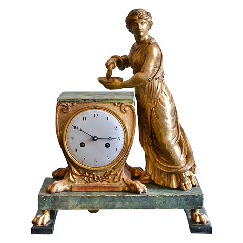 Antique Russian Malachite And Gilt Bronze Mantel Clock For Sale At