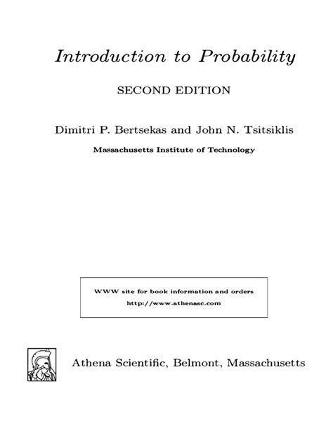 Introduction To Probability Bertsekas 2nd 2008