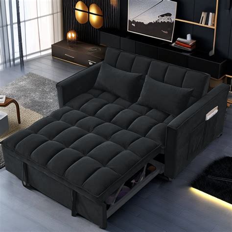 Latitude Run 54 Velvet Sleeper Loveseat Sofa With Pull Out Bed