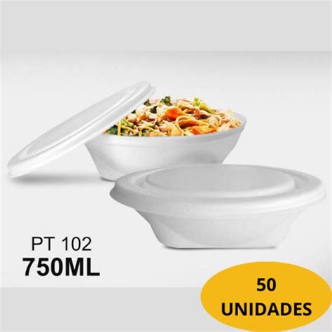 Marmita De Isopor 50 Unidades Fundo Quadrado Tampa 750ml Copobras