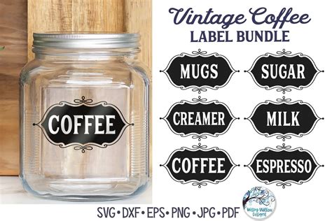 Vintage Coffee Label Svg Bundle Coffee Canister Sticker File Etsy