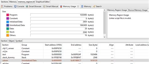 Problem With The Fsp Ld File And The Memory Region Usage Tab In