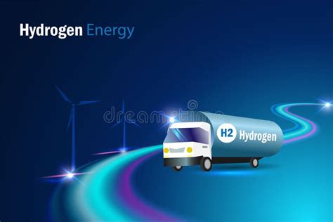 Hydrogen Truck On Futuristic Road Transport H Hydrogen Fuel To Gas