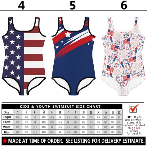 Kids Patriotic USA Swimsuit 1 Sizes 2T-20 Baby Teens Bathing Suit