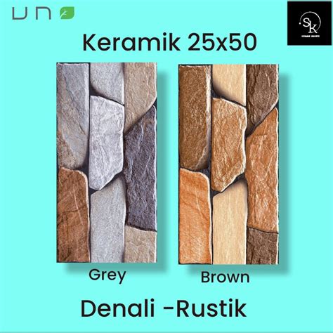 Jual Keramik Dinding 25x50 Uno Denali Brown Rustik Shopee Indonesia