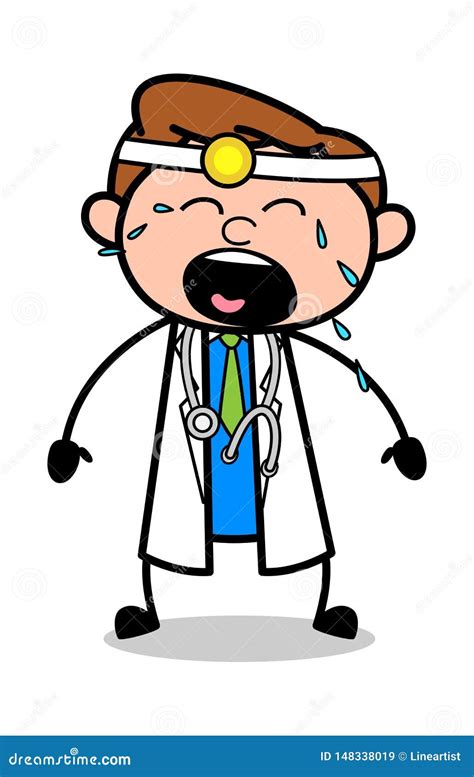 Weinen Berufskarikatur Doktor Vector Illustration Stock Abbildung