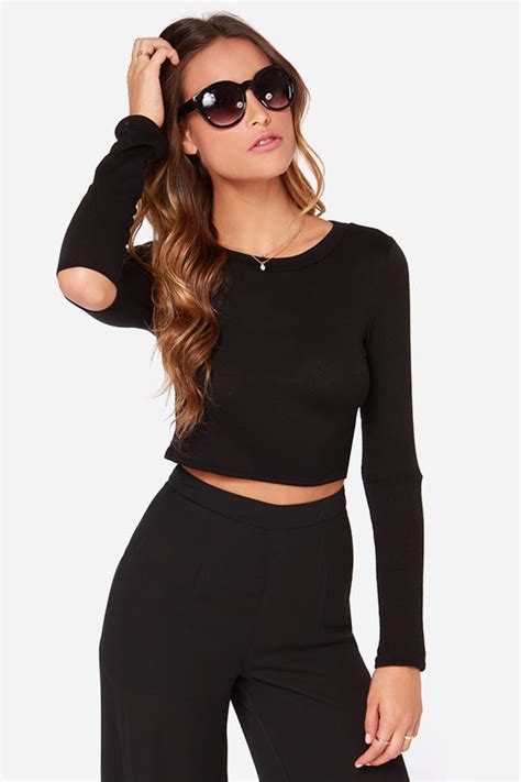 Cool Black Top Crop Top Long Sleeve Top 28 00 Lulus