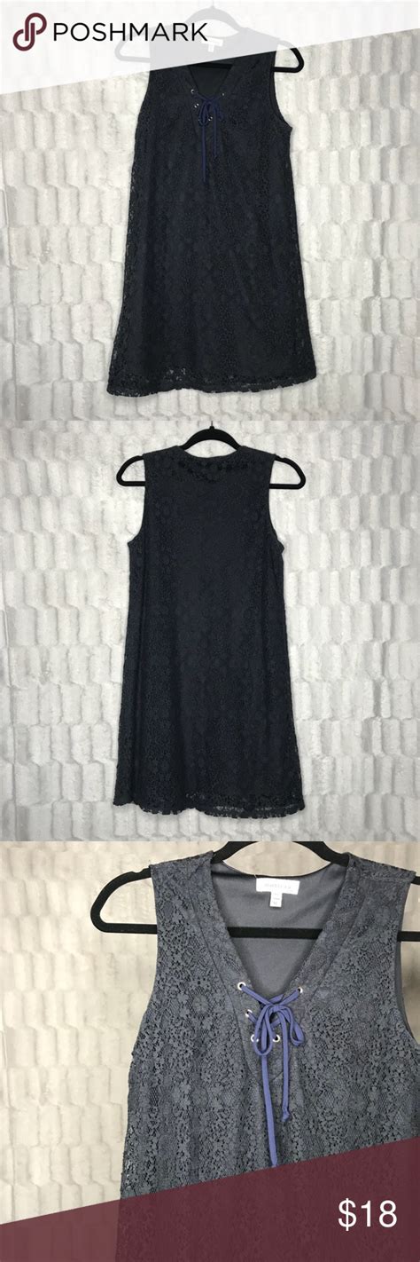 Monteau Los Angeles Navy Sleeveless Lace Dress Sleeveless Lace Dress