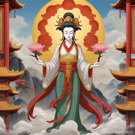 Guanyin Bodhisattva In Chinese Anime Journey To The West Stable