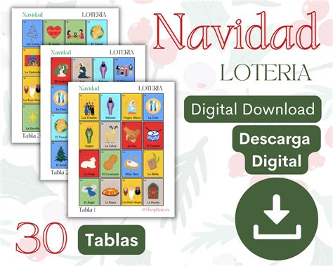 Navidad Loteria Español 30 Tablas Christmas Loteria Posada Spanish ...