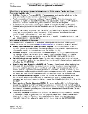 Fillable Online Dcfs Louisiana Application For Assistance Department