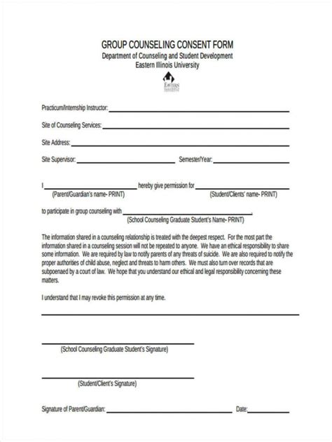 Editable Free Counseling Consent Forms In Pdf Ms Word Counseling