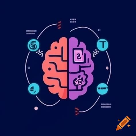 Sleek Brain Icon For Educational App With Digital Elements And Puzzle