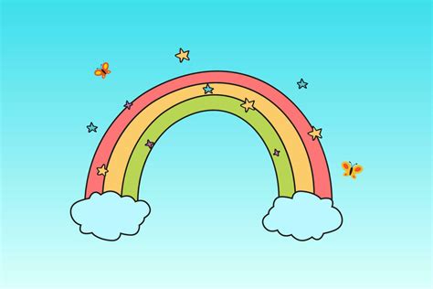 illustration of a rainbow and clouds. Color Rainbow With Clouds, Vector ...