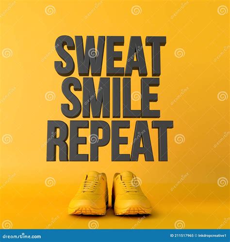 Sweat Smile Repeat Motivational Workout Fitness Phrase 3d Rendering