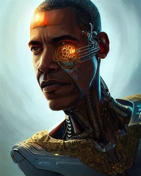 Portrait Of Holy Cyborg Barack Obama Savior God Stable Diffusion