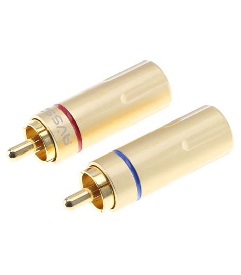 Male Rca Connectors Gold Plated Ø6mm Pair Golden Audiophonics