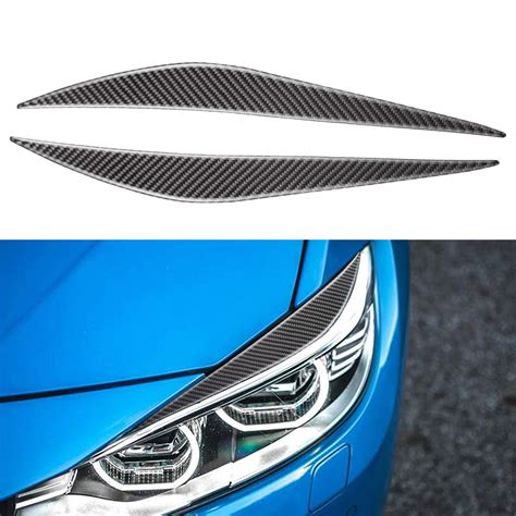 Buy Tomall Carbon Fiber Headlight Eyelids Overlay Strip Headlamp