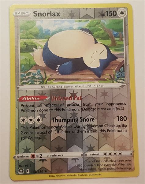 Snorlax 143 196 NM M RARE REVERSE Holo Lost Origin Pokemon Card