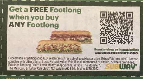 Bogo Subway Footlong Codefreefootlong Rnearlyfreebies