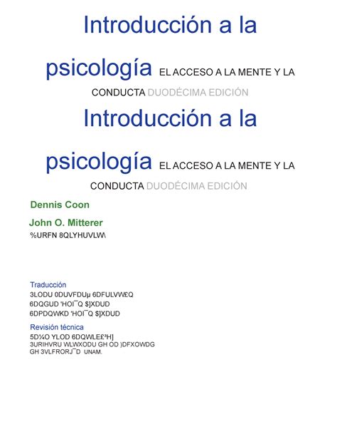 Introduccion A La Psicologia El Acceso A La Mente Y Conducta Introducción A La Psicología El