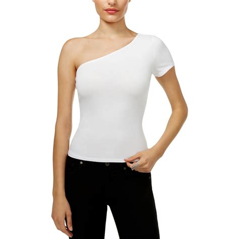 Guess Womens White One Shoulder Night Out Party Blouse Top L BHFO 3411