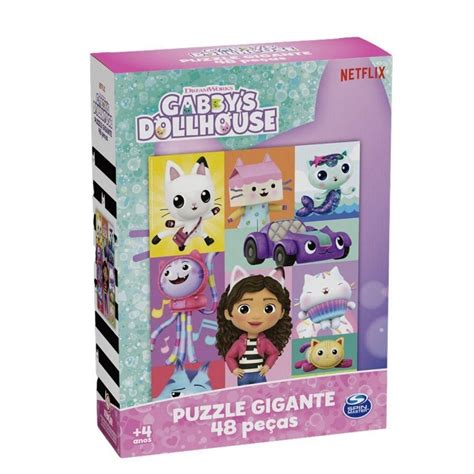 Quebra Cabeça Puzzle Gabbys Dollhouse Gigante 48 Peças 4 Anos Grow