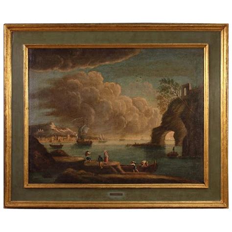 18th Century Oil on Canvas Italian Antique Seascape Painting, 1780 at ...