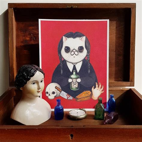 Wednesday Addams Cat Limited Edition Art Print Addams - Etsy